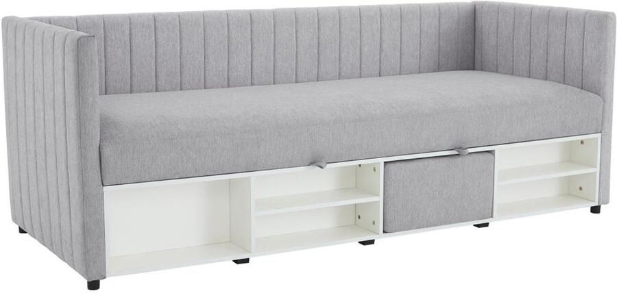 Vente-unique Bedbank met opbergruimte 80 x 200 cm Stof Grijs LAOZIA L 213 cm x H 79 cm x D 85 cm - Foto 2