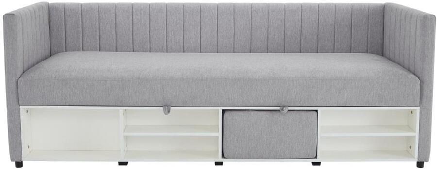 Vente-unique Bedbank met opbergruimte 80 x 200 cm Stof Grijs LAOZIA L 213 cm x H 79 cm x D 85 cm