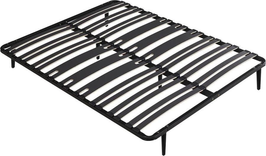 Vente-unique Bedbodem met latten 140 x 190 cm 2 x 15 latten 3 verstevigde ondersteuningszones voor de rug Met poten Zwart CERRISI van YSMÉE L 188 cm x H 25 cm x D 138 cm