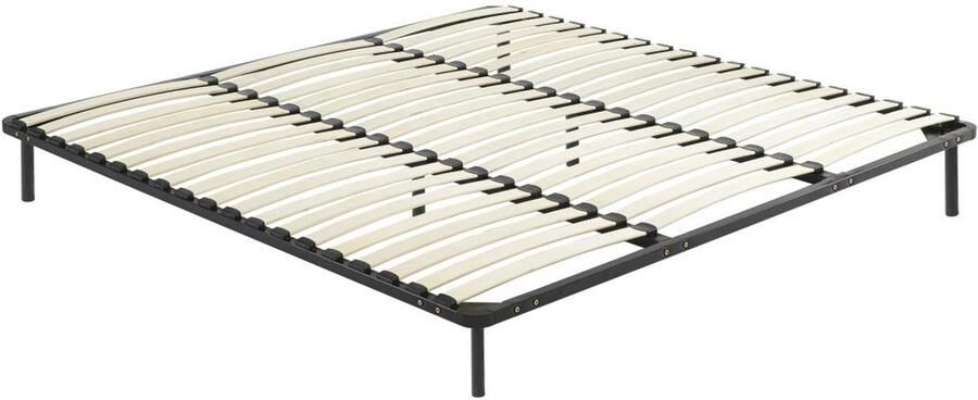 Vente-unique Bedbodem met lattenbodem 200 x 200 cm 3 x 19 latten Met poten Zwart KALISTA van YSMÉE