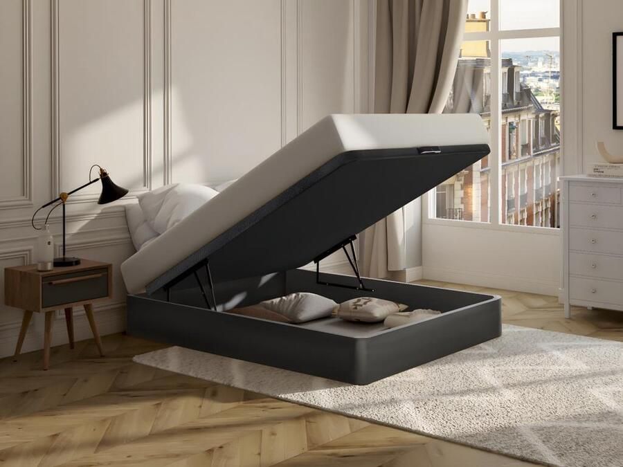 Vente-unique Bedbodem met opbergruimte 120 x 200 cm Mat zwart HESTIA van YSMÉE L 200 cm x H 30 cm x D 120 cm - Foto 3