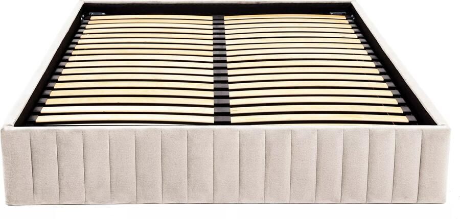 Vente-unique Bedbodem met opbergruimte 140 x 190 cm van beige velours SETHI van YSMÉE L 200 cm x H 31 cm x D 150 cm