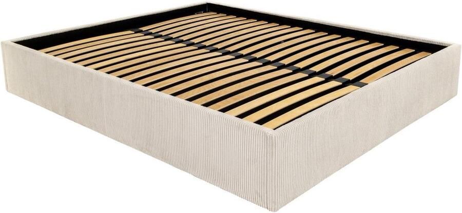 Vente-unique Bedbodem met opbergruimte 160 x 200 cm van ribfluweel Crèmewit PONTOS II van YSMÉE L 210 cm x H 31 cm x D 170 cm