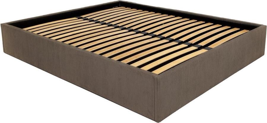Vente-unique Bedbodem met opbergruimte van ribfluweel 140 x 190 cm Taupegrijs PONTOS van YSMÉE L 200 cm x H 31 cm x D 150 cm