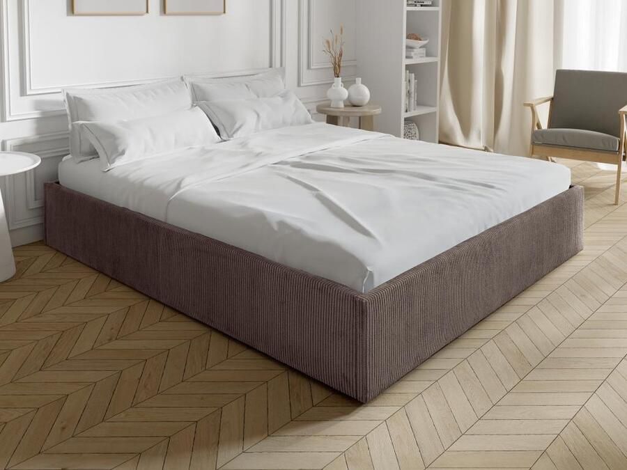 Vente-unique Bedbodem met opbergruimte van ribfluweel 140 x 190 cm Taupegrijs PONTOS van YSMÉE L 200 cm x H 31 cm x D 150 cm - Foto 3