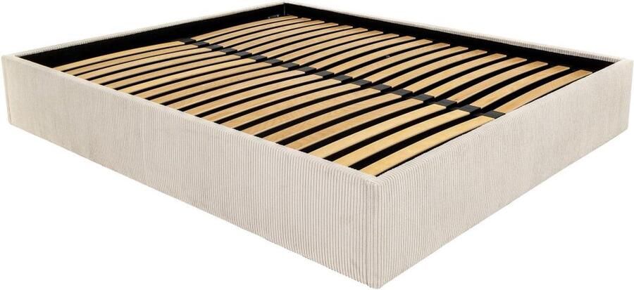 Vente-unique Bedbodem met opbergruimte van ribfluweel 140 x 200 cm Crèmewit PONTOS van YSMÉE L 210 cm x H 31 cm x D 150 cm