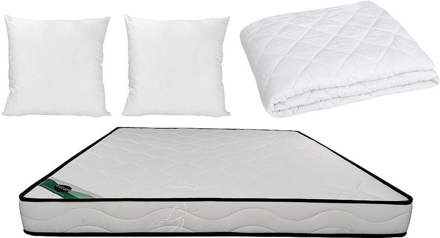 Vente-unique Beddengoed set 140 x 200 cm schuimmatras met bamboe tijk dikte 15 cm + dekbed + 2 kussens KANANI van NATUREA L 190 cm x H 15 cm x D 140 cm