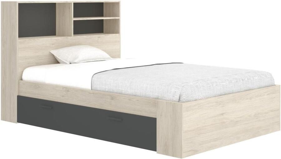 Vente-unique Bedframe hout antracietgrijs 120 x 190 cm - Foto 2