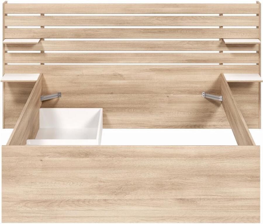 Vente-unique Bed 140 x 190 cm met opbergruimte naturel TENALIA L 202.8 cm x H 98.2 cm x D 216.8 cm