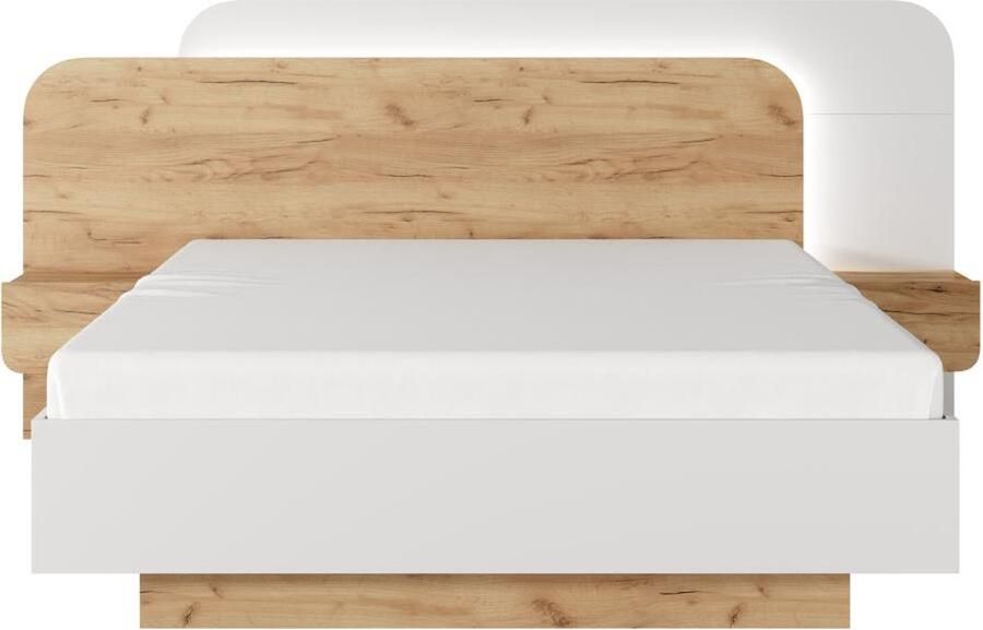 Vente-unique Bed met nachtkastjes 160 x 200 cm Met ledverlichting naturel en wit DESADO L 245.2 cm x H 115.6 cm x D 208.8 cm - Foto 2