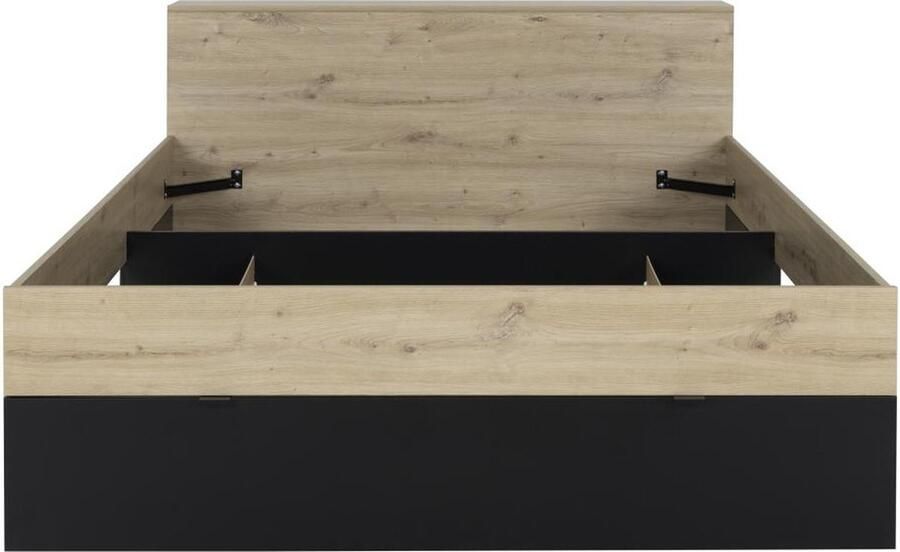 Vente-unique Bed 140 x 190 cm 3 lades en 6 nissen Naturel en zwart CIKETO L 217 cm x H 77 cm x D 145 cm