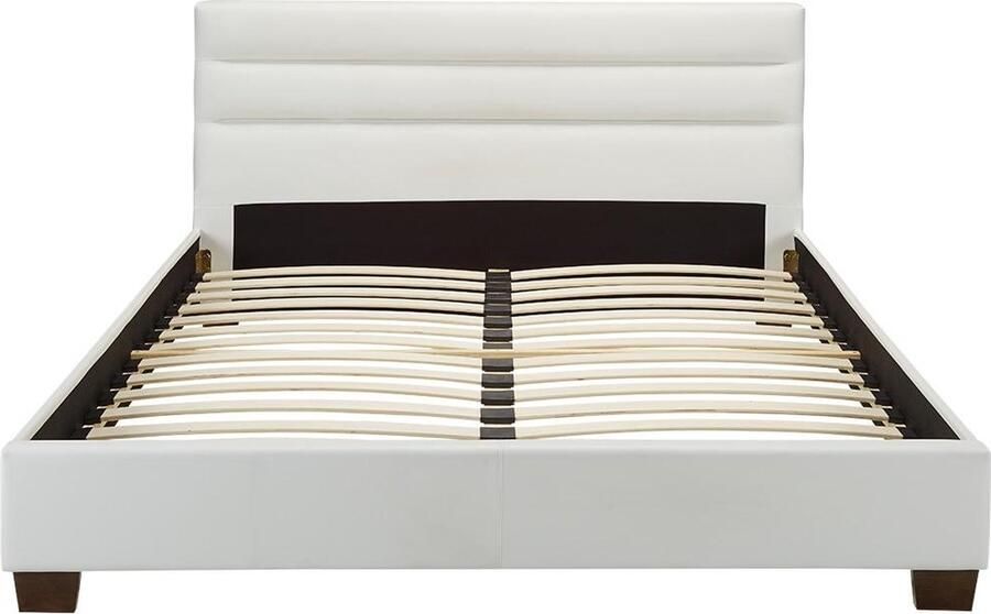 Vente-unique Tweepersoonsbed FAUSTIN 160 x 200 cm kunstleer wit L 165 cm x H 89 cm x D 215.5 cm - Foto 2