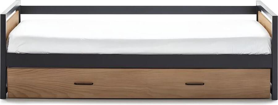 Vente-unique Uitschuifbed 90 x 190 cm van mdf grenen en metaal BOSTON L 200 cm x H 62 cm x D 98.5 cm - Foto 4