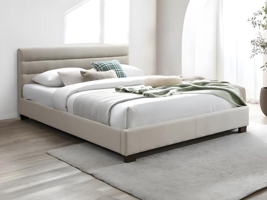 Vente-unique Bed 160 x 200 cm Stof Beige + matras FAUSTIN L 165 cm x H 89 cm x D 215.5 cm