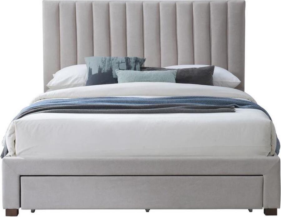 Vente-unique Bed met 3 lades 140 x 200 cm Stoffen bekleding Beige LIAKO L 154 cm x H 123 cm x D 217 cm - Foto 2