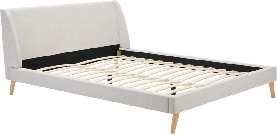 Vente-unique Scandinavisch bed 160 x 200 cm Stof Beige BENEDICTE L 172 cm x H 87 cm x D 211 cm