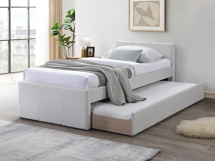 Vente-unique Uitschuifbed 90 x 190 cm Stof Beige + matras DORITALO L 208.5 cm x H 76.7 cm x D 95 cm - Foto 2