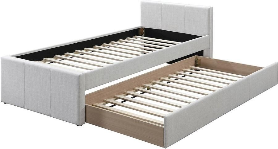 Vente-unique Uitschuifbed 90 x 190 cm Stof Beige + matras DORITALO L 208.5 cm x H 76.7 cm x D 95 cm - Foto 4