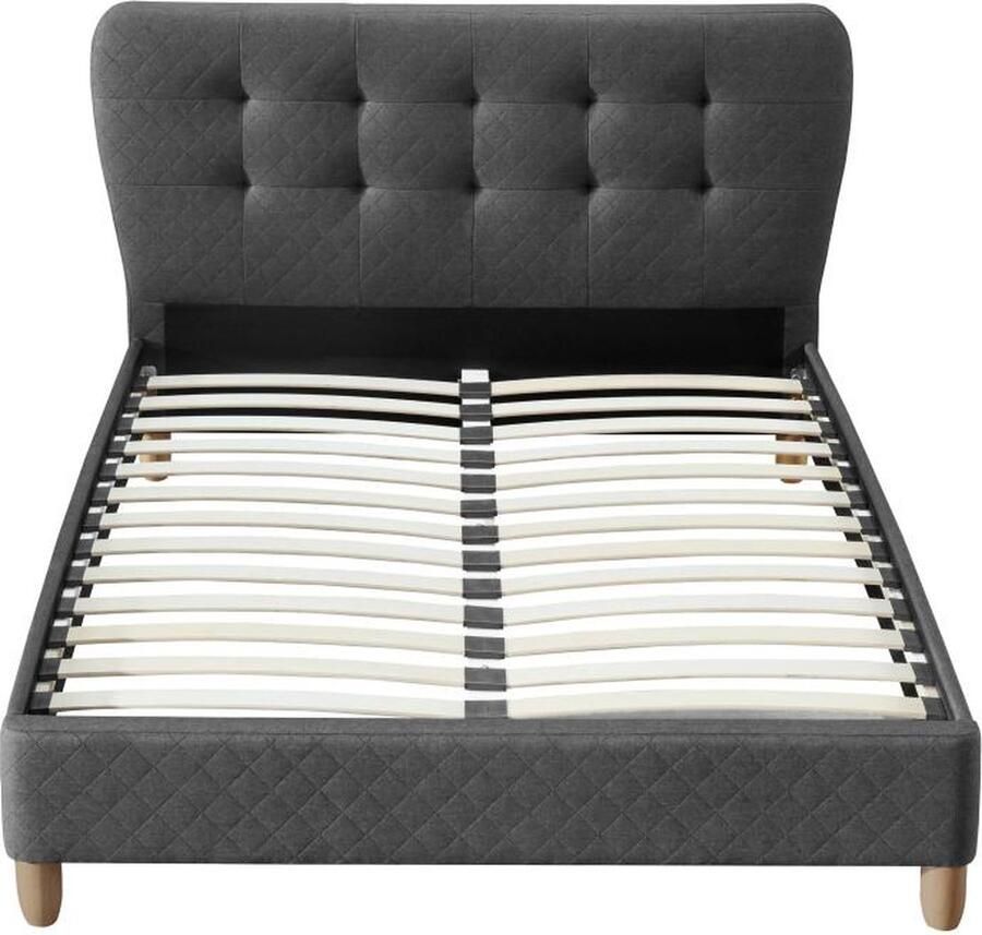 Vente-unique Tweepersoonsbed Van stof 140 x 190 cm Grijs ELIDE L 163 cm x H 102 cm x D 206.5 cm