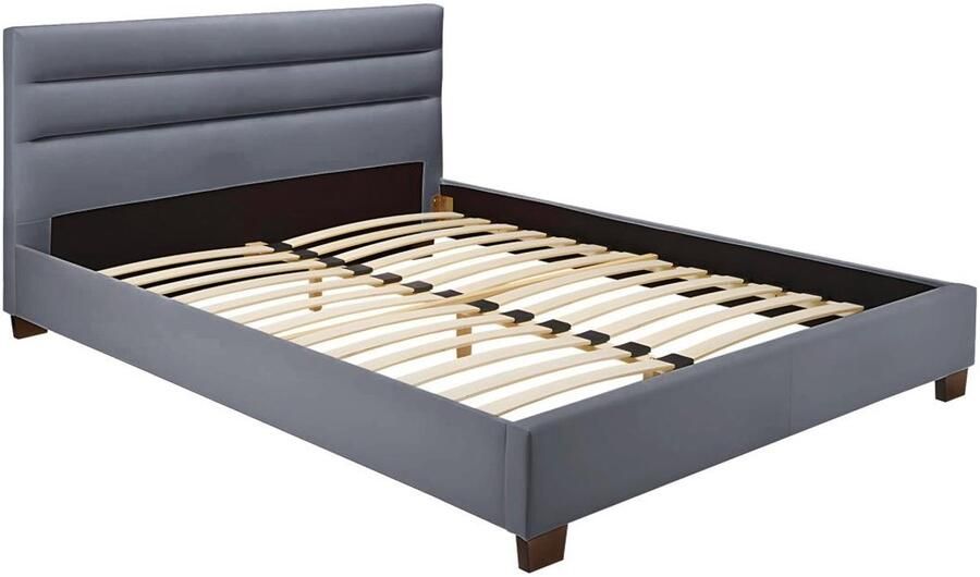Vente-unique Bed 160 x 200 cm Stof Grijs FAUSTIN L 165 cm x H 89 cm x D 215.5 cm - Foto 2
