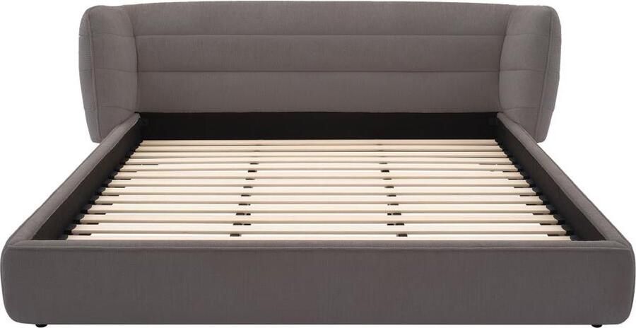 Vente-unique Bed 160 x 200 cm met ingekeept hoofdbord Boucléstof Grijs LARUMO van Maison Céphy L 210 cm x H 82 cm x D 236 cm