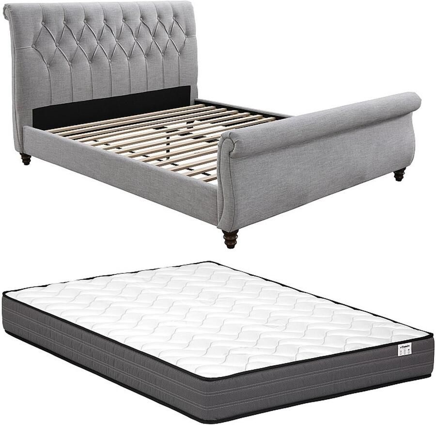 Vente-unique Bedframe stof grijs 160 x 200 cm BALANSANO