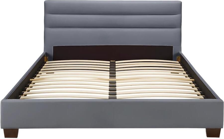 Vente-unique Bed 160 x 200 cm Stof Grijs FAUSTIN L 165 cm x H 89 cm x D 215.5 cm
