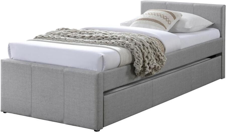 Vente-unique Uitschuifbed 90 x 190 cm Stof Grijs DORITALO L 208.5 cm x H 76.7 cm x D 95 cm