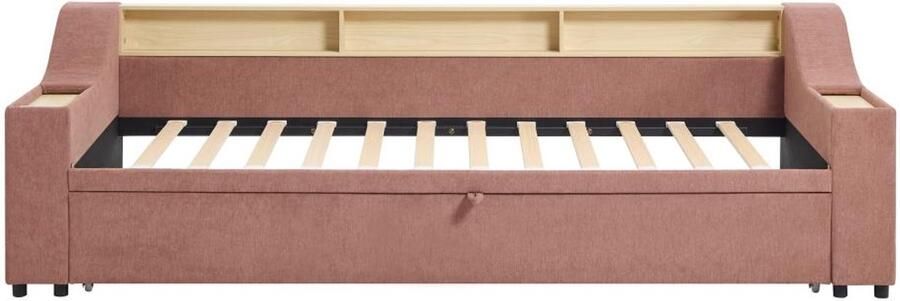 Vente-unique Bedframe stof roze 2 x 80 x 200 cm ORAVAYA