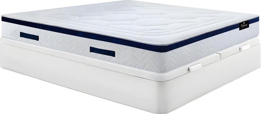 Vente-unique Bedset 180 x 200 cm Witte bedbodem met opbergruimte + hybride matras met pocketveren MARQUIS van DREAMEA L 200 cm x H 30 cm x D 180 cm