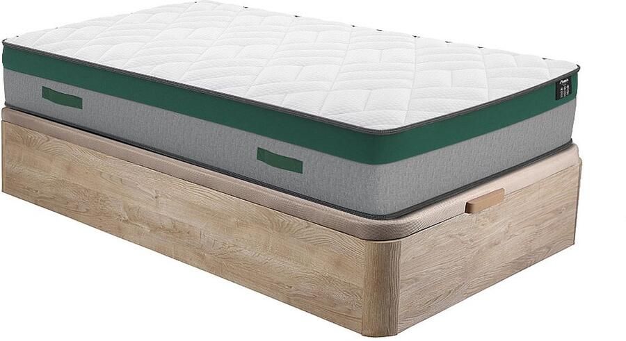 Vente-unique Bedset 90 x 190 cm Bedbodem met lichte houtkleur en opbergruimte + matras met pocketveren PRESTIGE van YSMÉE L 190 cm x H 30 cm x D 90 cm - Foto 7