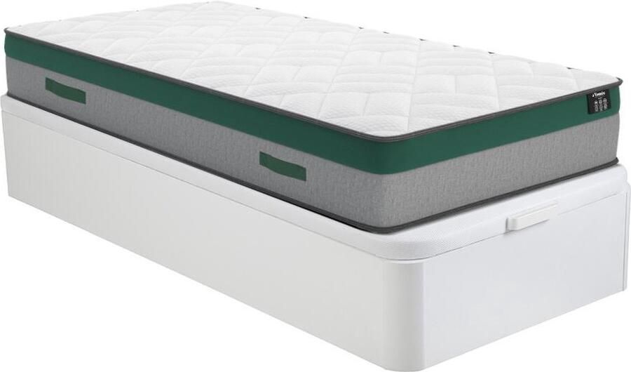 Vente-unique Bedset 90 x 190 cm Witte bedbodem met opbergruimte + matras met pocketveren PRESTIGE van YSMÉE L 190 cm x H 30 cm x D 90 cm