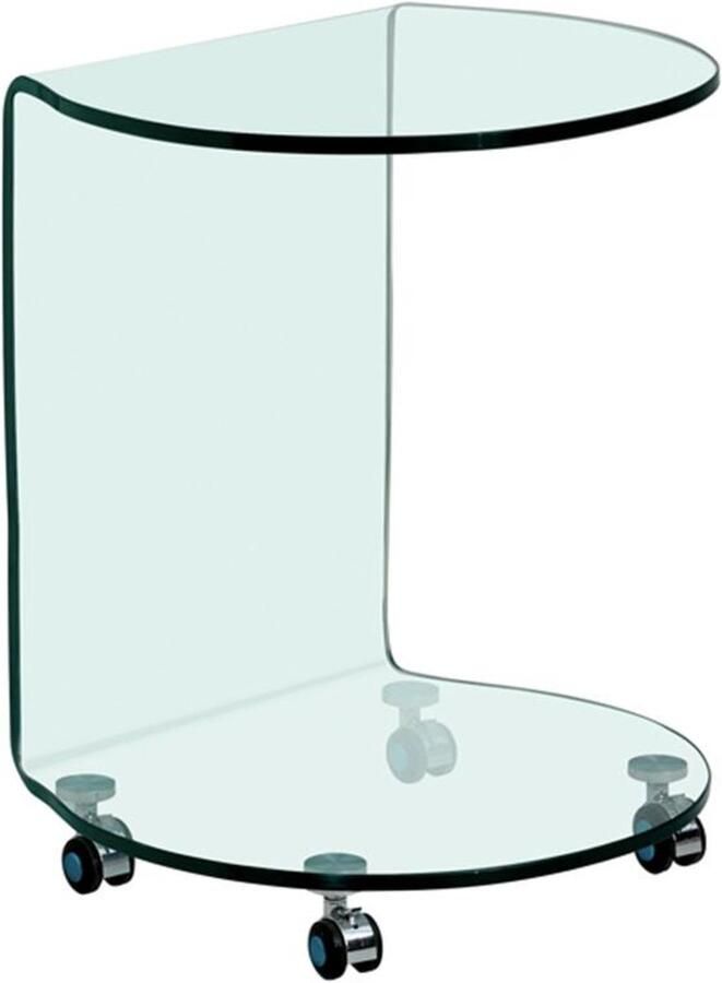 Vente-unique Bijzettafel op wieltjes van gebogen gehard glas Transparant TILPY