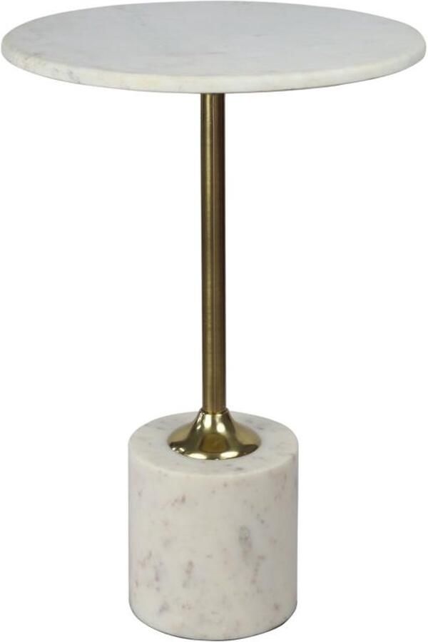 Vente-unique Bijzettafel van marmer en metaal Wit en goud GIANNA L 42 cm x H 61 cm x D 42 cm