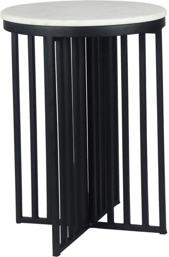 Vente-unique Bijzettafel van marmer en metaal Wit en zwart LILEA L 35.5 cm x H 56 cm x D 35.5 cm