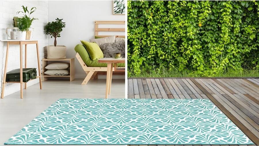 Vente-unique Binnen- of buitentapijt COQUILLA 150 x 200 cm Lichtblauw L 200 cm x H 1 cm x D 150 cm