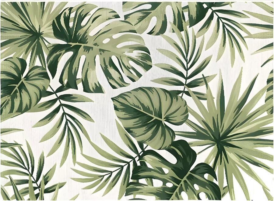 Vente-unique Binnen- of buitentapijt etnische stijl bloemenmotief PALMO 150 x 200 cm Groen L 200 cm x H 1 cm x D 150 cm