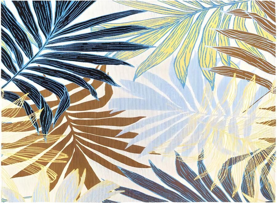 Vente-unique Binnen- of buitentapijt etnische stijl en bloemenmotief VEGETO 150 x 200 cm Groen L 200 cm x H 1 cm x D 150 cm