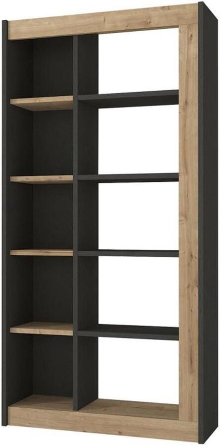 Vente-unique Boekenkast met 10 nissen Naturel en antraciet SILOMAI