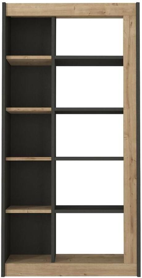 Vente-unique Boekenkast met 10 nissen Naturel en antraciet SILOMAI - Foto 2