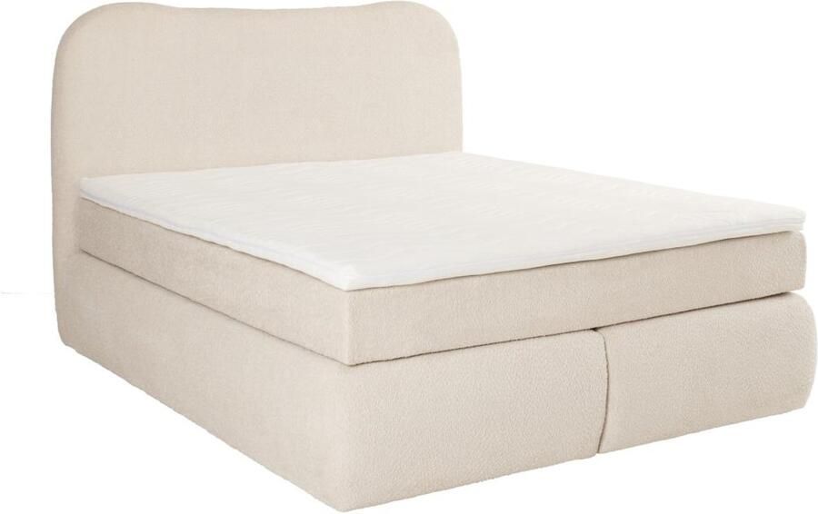 Vente-unique Complete set boxspring met hoofdbord + bedbodem + matras + dekmatras 160 x 200 cm Boucléstof Beige TRAVINO van YSMÉE L 213 cm x H 125 cm x D 180 cm