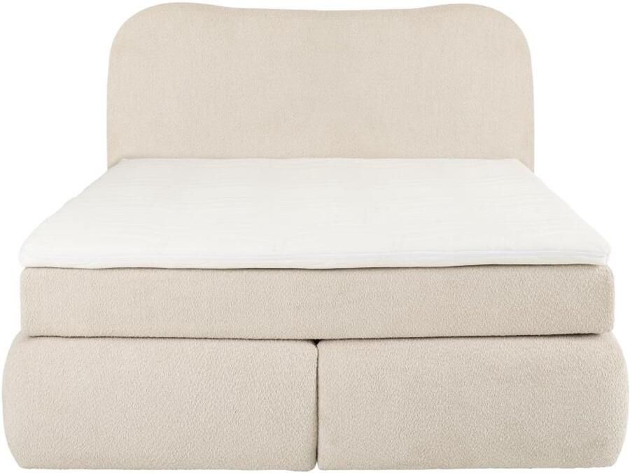 Vente-unique Complete set boxspring met hoofdbord + bedbodem + matras + dekmatras 180 x 200 cm Boucléstof Beige TRAVINO van YSMÉE L 213 cm x H 125 cm x D 200 cm
