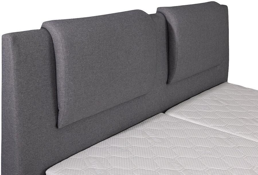 Vente-unique Tweepersoons boxspring met elektrische bedbodem + matras en dekmatras CASTEL PALACIO 2x80x200cm Lichtgrijze stof L 218 cm x H 125 cm x D 183 cm - Foto 3