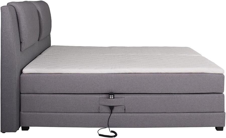 Vente-unique Tweepersoons boxspring met elektrische bedbodem + matras en dekmatras CASTEL PALACIO 2x80x200cm Lichtgrijze stof L 218 cm x H 125 cm x D 183 cm - Foto 4
