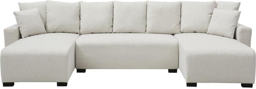 Vente-unique Brede hoekslaapbank van beige stof LADAZIA II L 307 cm x H 88 cm x D 152 cm