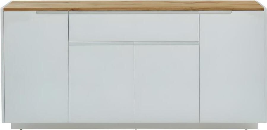 Vente-unique Buffetkast AMANI 4 deuren en 1 lade Witgelakt mdf Kleuren: wit en eiken L 160 cm x H 76 cm x D 40 cm - Foto 3