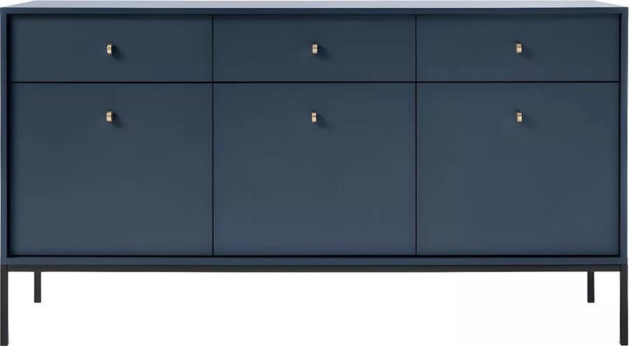 Vente-unique Buffetkast BOGDAN 3 laden en 3 deuren Blauw L 154 cm x H 83 cm x D 39 cm - Foto 3