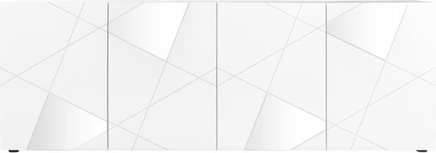 Merkloos VICTORY dressoir Glanzend gelakt wit decor 4 deuren L 241 x D 42 x H 84 cm - Foto 3