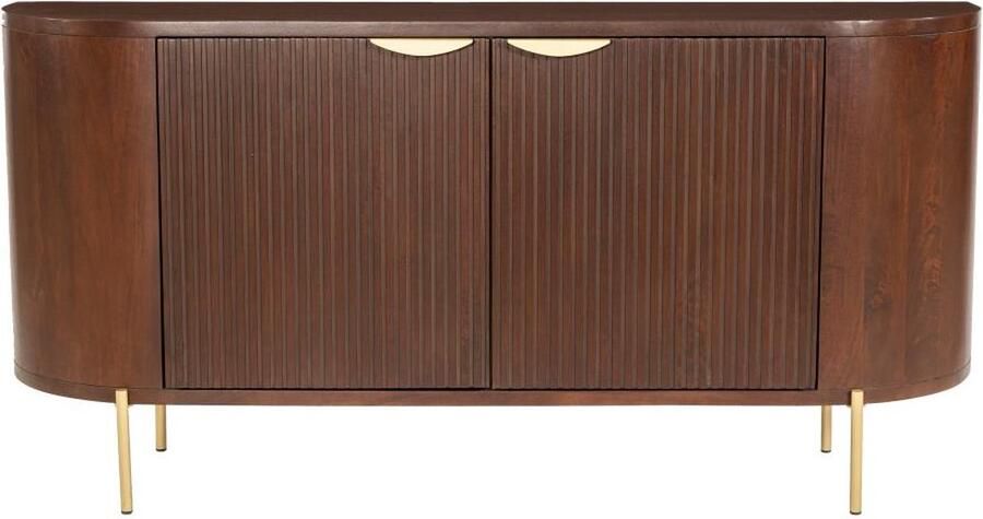 Vente-unique Buffetkast met 2 deuren van mangohout en metaal Naturel en goudkleurig NEVILI L 165 cm x H 80 cm x D 40 cm
