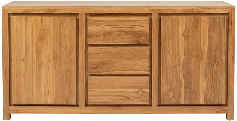 Vente-unique Buffetkast met 2 deurtjes en 3 lades in teakhout Naturel ALEMIA L 160 cm x H 80 cm x D 45 cm
